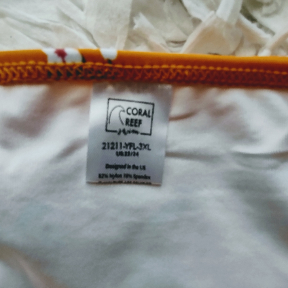 2 PC SWIMSUIT 3X TANGERINE BY CORAL REEF NWOT - Picture 4 of 4